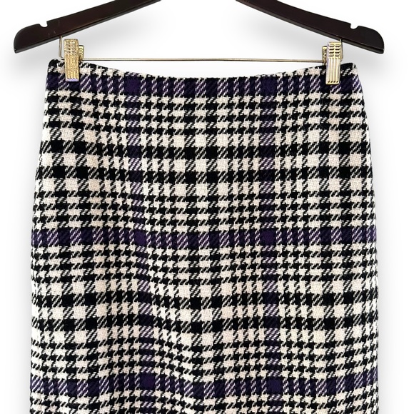 Talbots Women’s Houndstooth Wool Blend Mini Skirt Black, White, Purple Size 4 - Picture 3 of 9